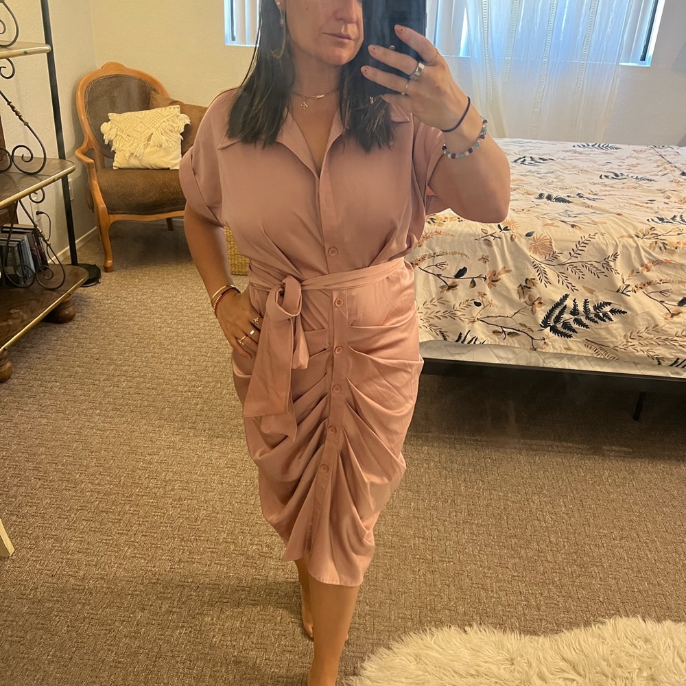 Pale Rose silk midi dress